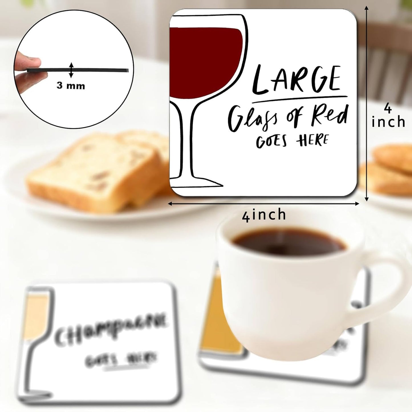 Square Beer Coasters for Drinks, Funny Drink Coasters Set of 2,Coaster for Home Office Table Kitchen Desk Decor Beers Bar, Birthday Gifts for Women Men Mom Beers Lover