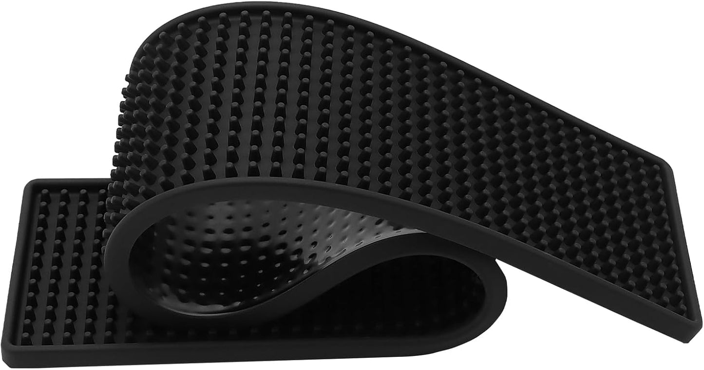 FUNSUEI 5 PCS 4 x 24 Inch Black Rubber Bar Mats, Rubber Bar Service Spill Mat, Non Slip Bar Top Mat, PVC Bar Mixing Drink Pad for Home Kitchen, Pubs, Restaurants