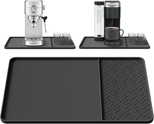 Silicone Coffee Mat with Raised Edges 19" x 12" – Waterproof Countertop Mat, Coffee Maker Pad, Espresso Machine Mat, Heat Resistant Dish Drying Mat
