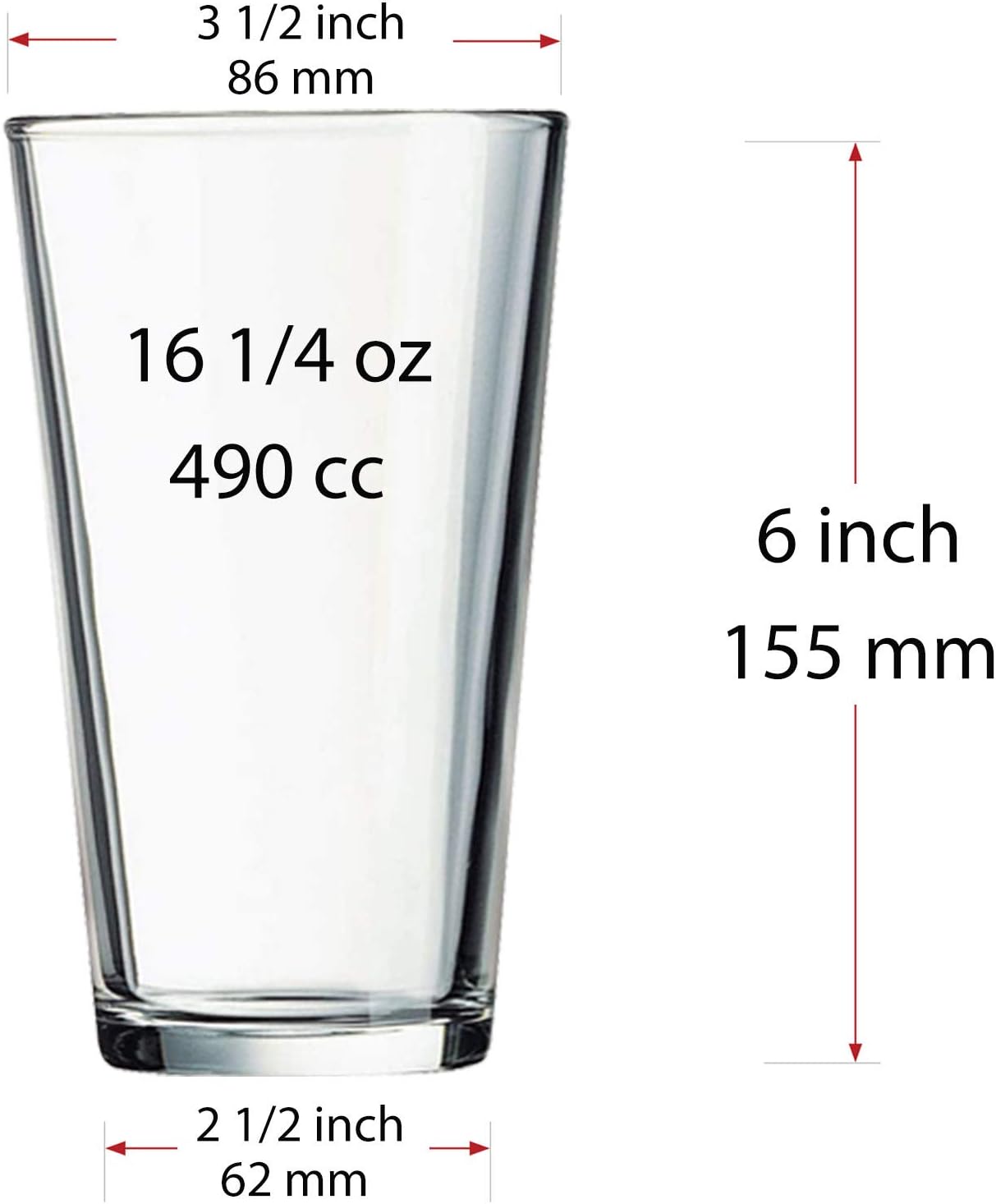 Drinking Glasses Set of 12-16 oz Glass Cups - Pint & Beer Glasses - Dishwasher Safe Water Glasses - Highball Tumblers