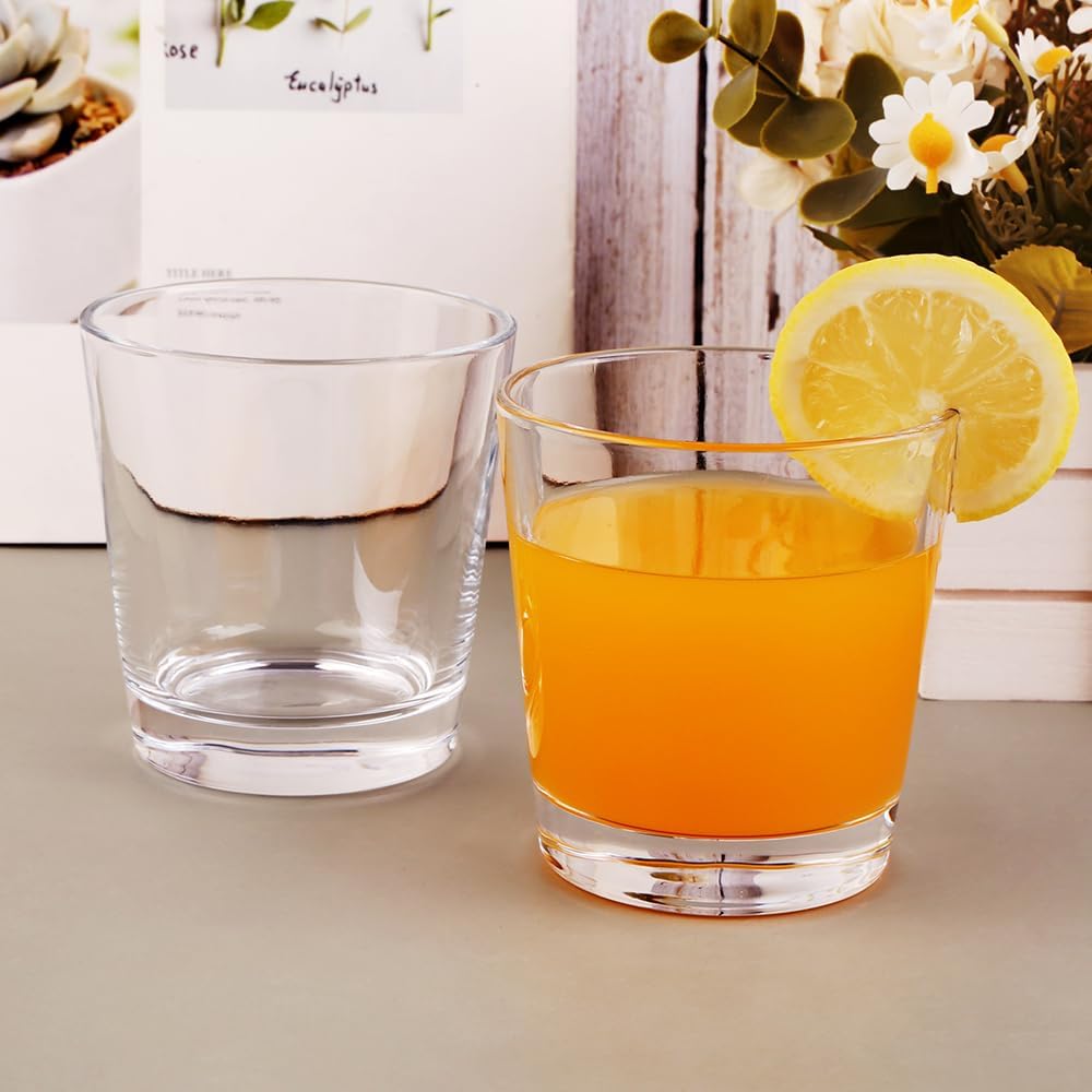 9oz Lowball Glasses, 12pc Glass Sets - Lead-Free Crystal Drinking Glasses for Water, Mojito, Tom Collins - Premium Bar Glassware & Cocktail Glass Set (12, Small)