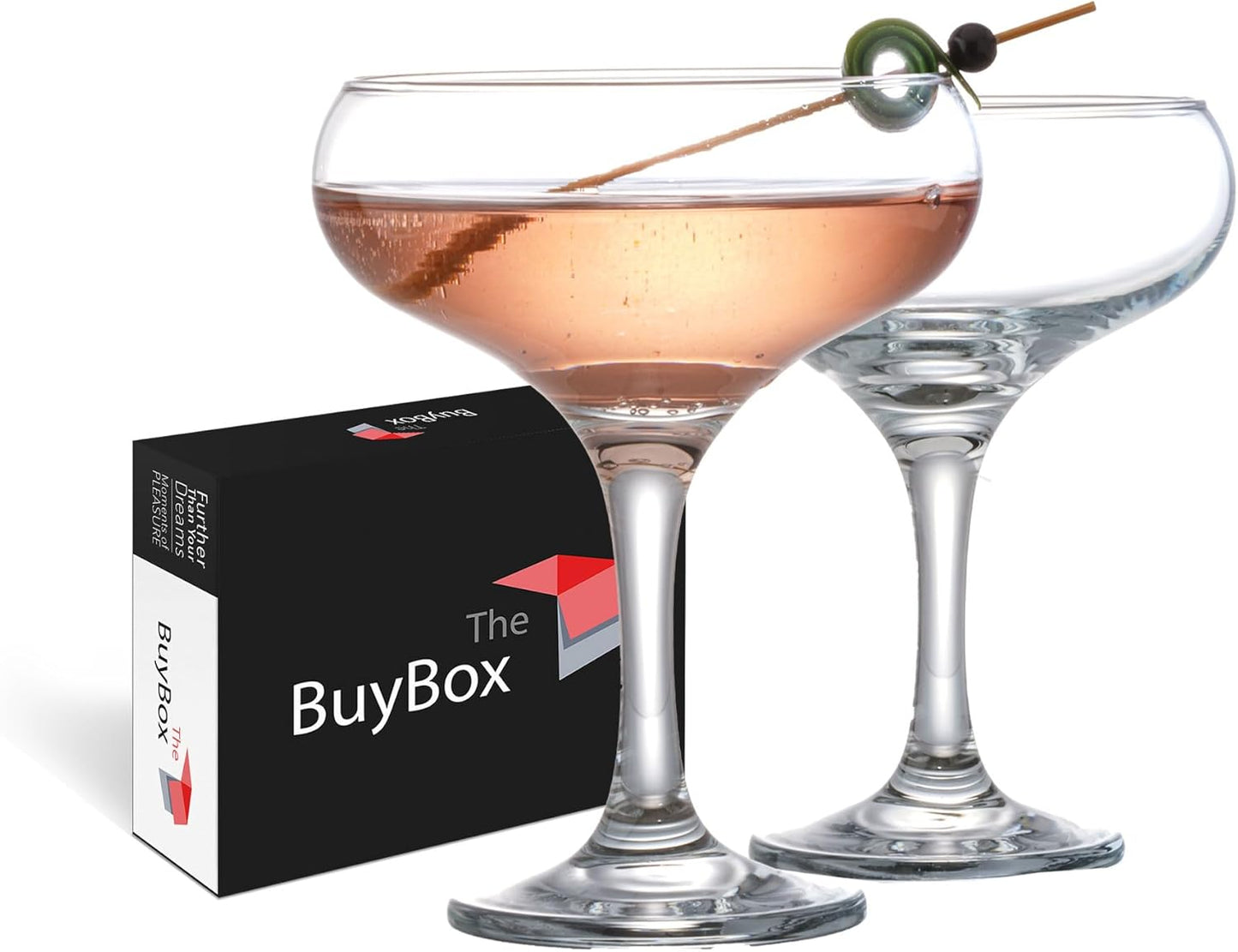 Champagne Cocktail Glasses Set of 2, Elegant Coupe Cocktail Glasses, Martini Glasses, Long Stem Glassware (2 Pcs (9oz/270ml))