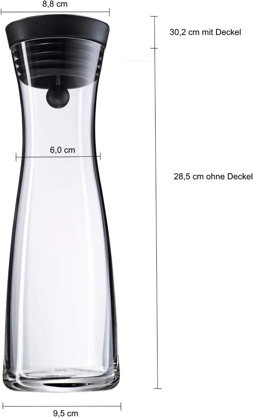 WMF Basic Water Decanter 1L Height 29 cm Close-Up Stopper Glass Cromargan® Stainless Steel,Silver