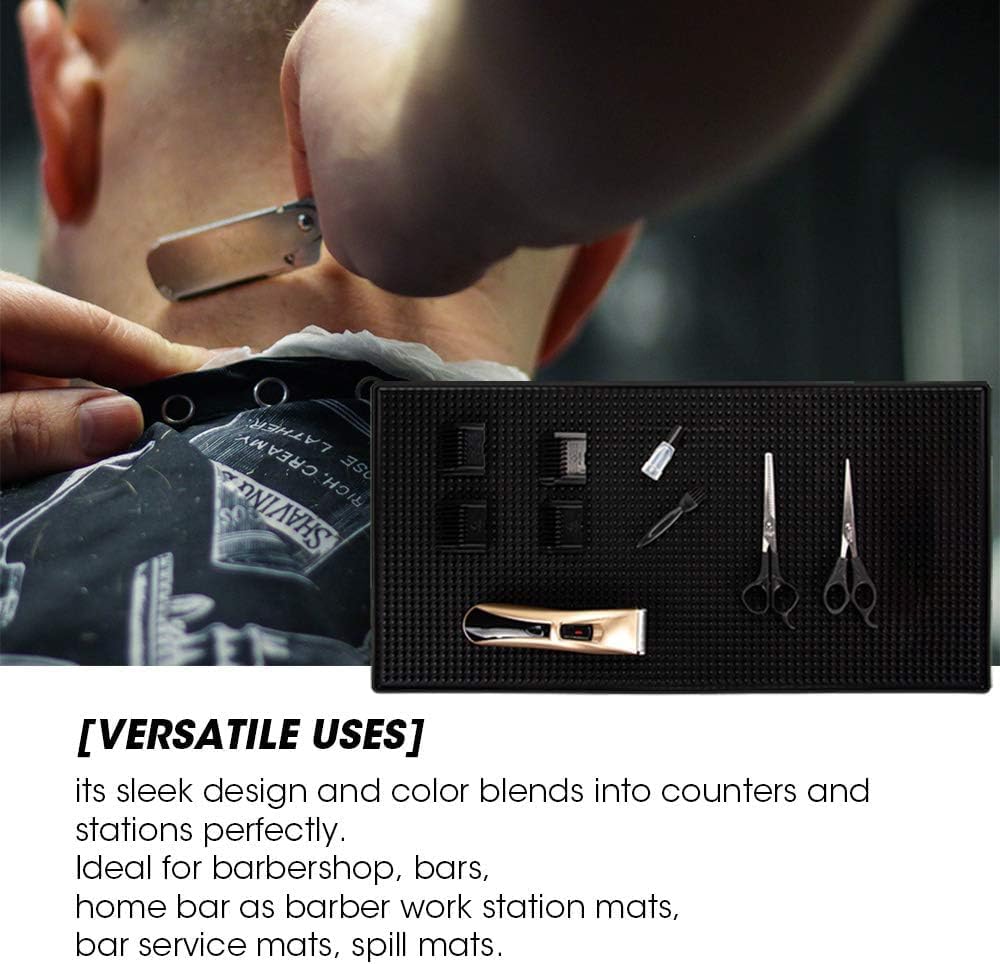 3Pcs Bar Mat - Nonslip Coffee Bar Mat, Flexible Bar Mats for Countertop, Barber Mats for Clippers Bar Mat for Home Bar Restaurant Service Mat (3Pcs, 12×6 inch, 18×12 inch, 24×12 inch)