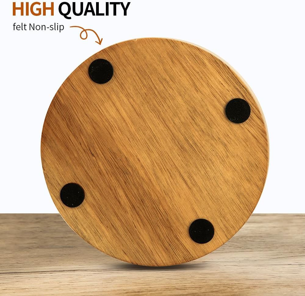 Wood Coasters for Drinks Absorbent with Holder, HALE OTEIR 3.93 Inch Rustic Felt Coasters for Wooden Coffee Table for Farmhouse, Patio, Bar Decoration, Set of 6
