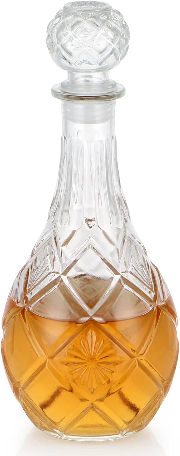 MDLUU Glass Decanter with Airtight Stopper, 1000ML/33.8OZ Liquor Decanter Bottle for Wine, Whiskey, Brandy, Vodka (Round Diamond)