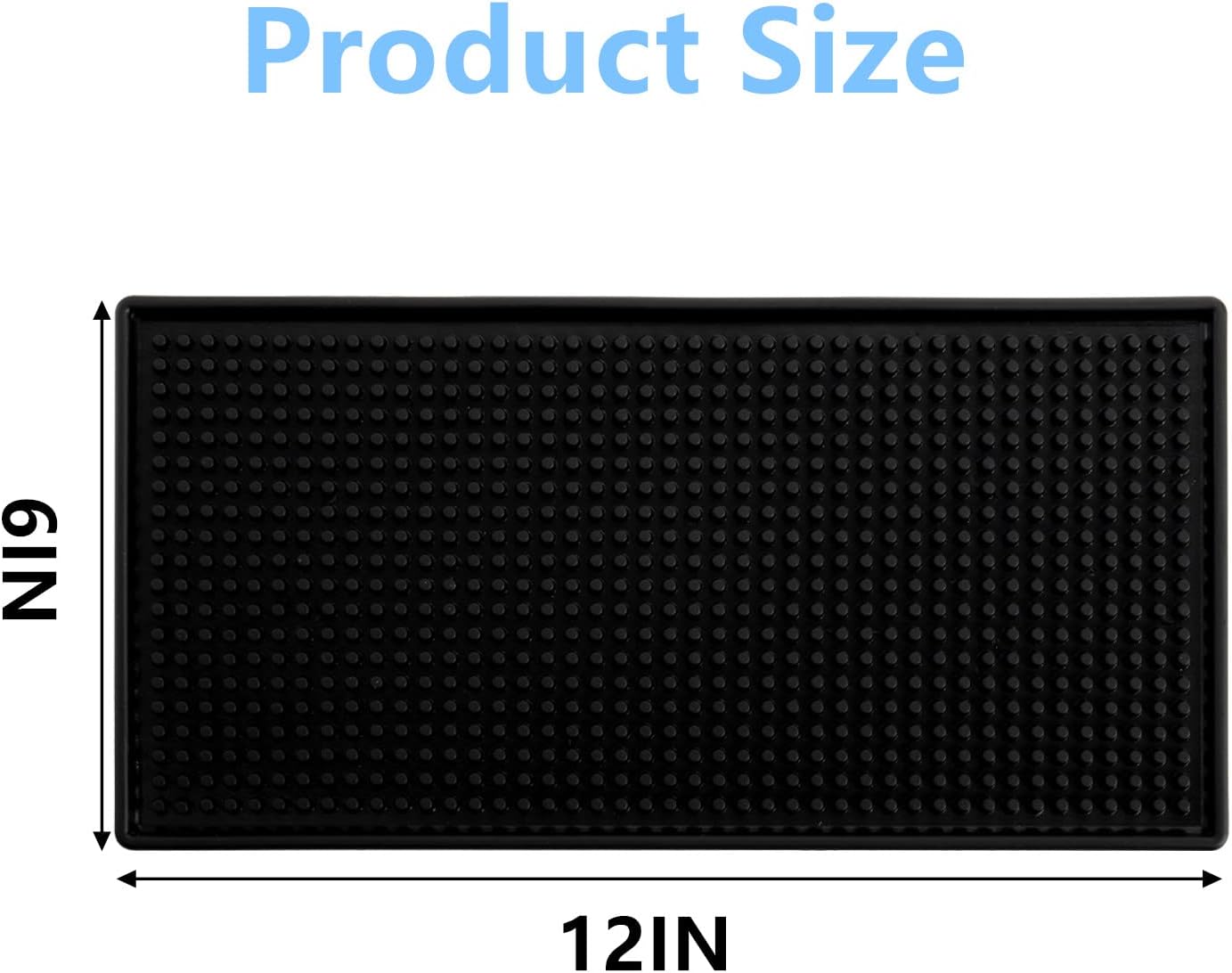 Tebery 4 Pack 30x15cm Rubber Bar Mats, 12" X 6" Black Bar Service Spill Drying Mat