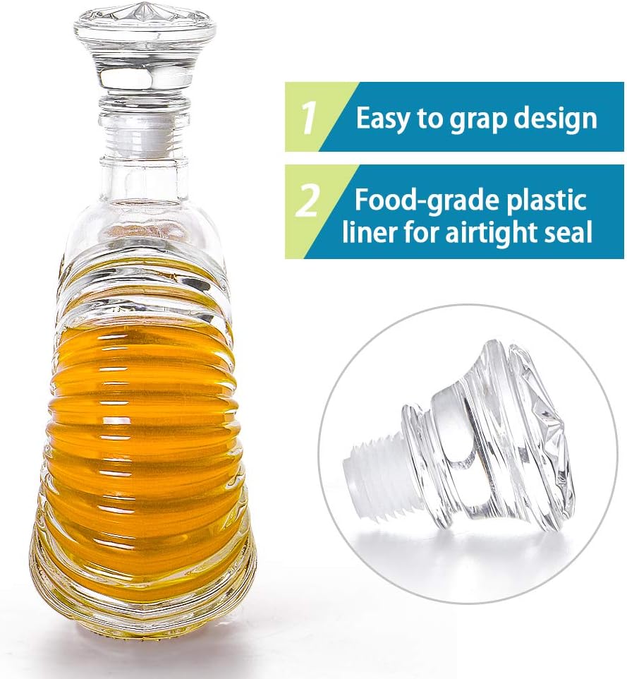 MDLUU Liquor Decanter, Glass Decanter with Airtight Stopper, Decanter Bottle for Whiskey, Brandy, Scotch, Bourbon 24oz/700ml