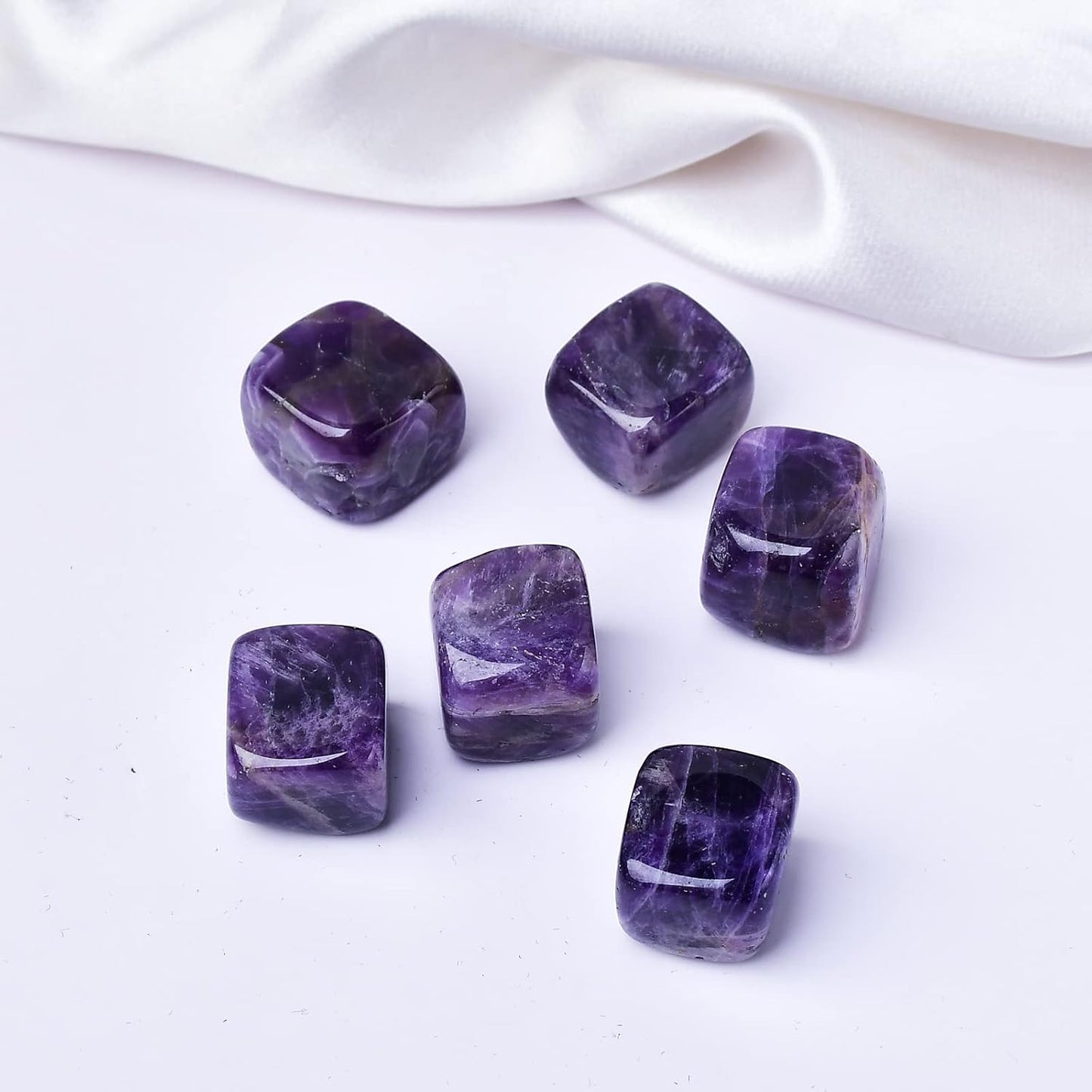 Amethyst Whiskey Stones Chilling Crystal Ice Cubes for Drinks Whiskey Rocks 0.7-0.8" Wine Cubes Gifts for Women Set of 6