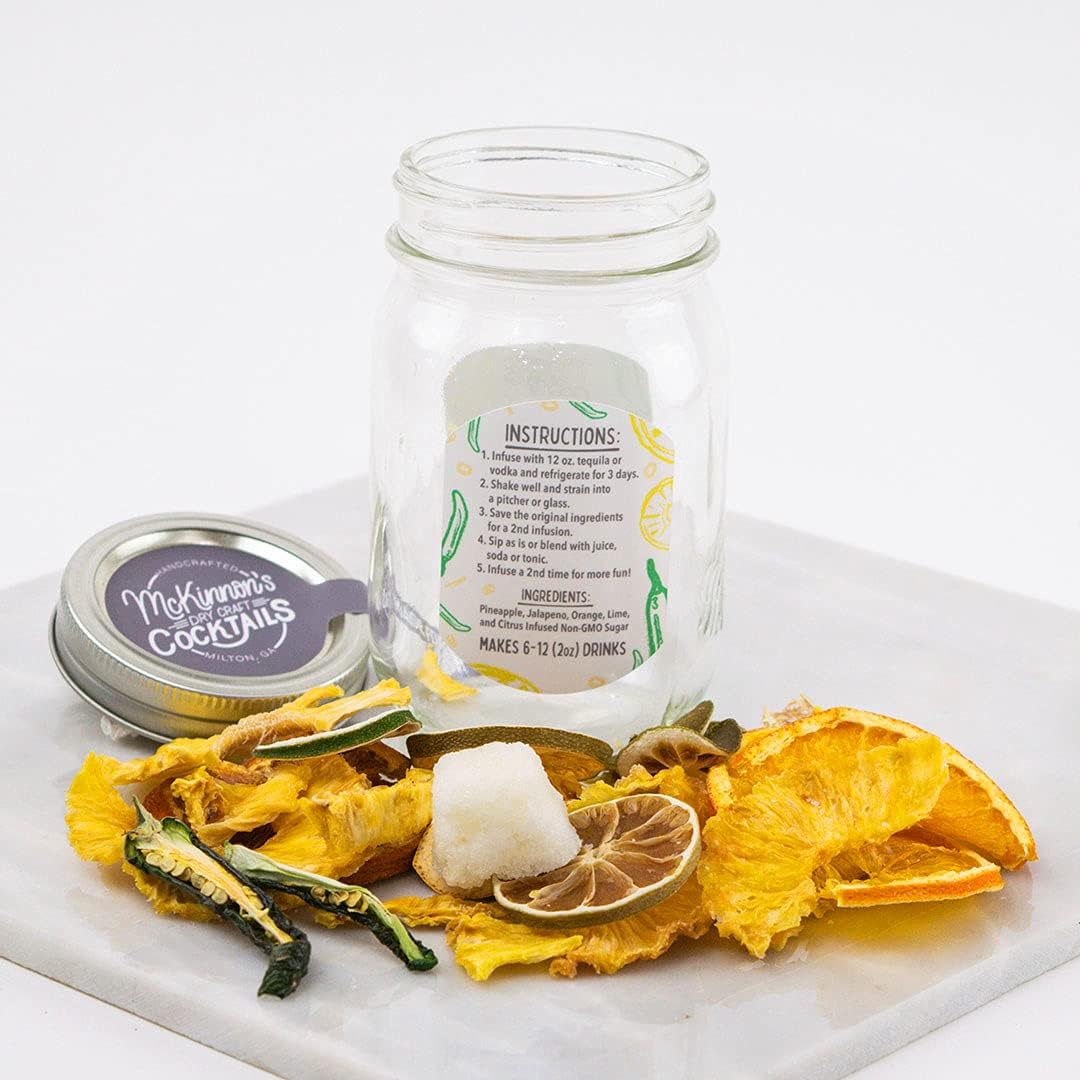 McKinnon’s Dry Craft Cocktails Dehydrated Fruits and Herbs, DIY Mixology, Infusion Kit, Mason Jar Serves 8 – 16 Drinks (Pineapple Jalapeno, 1 Jar)