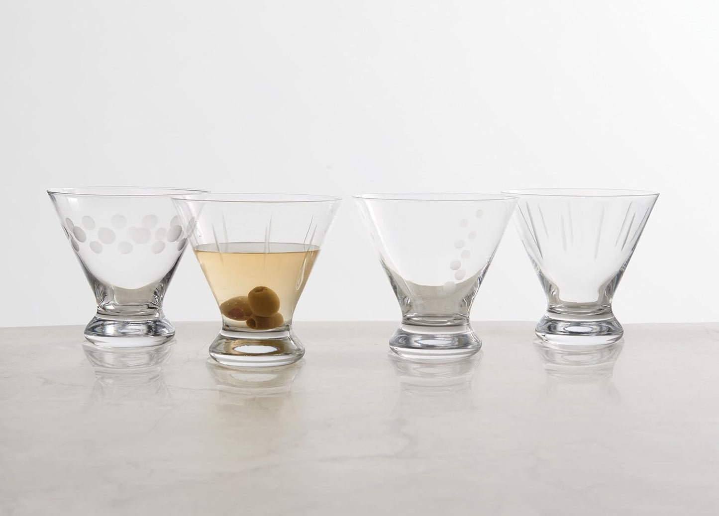 Mikasa Cheers Set of 4 Stemless Martini Glass, 8-Ounce, Clear