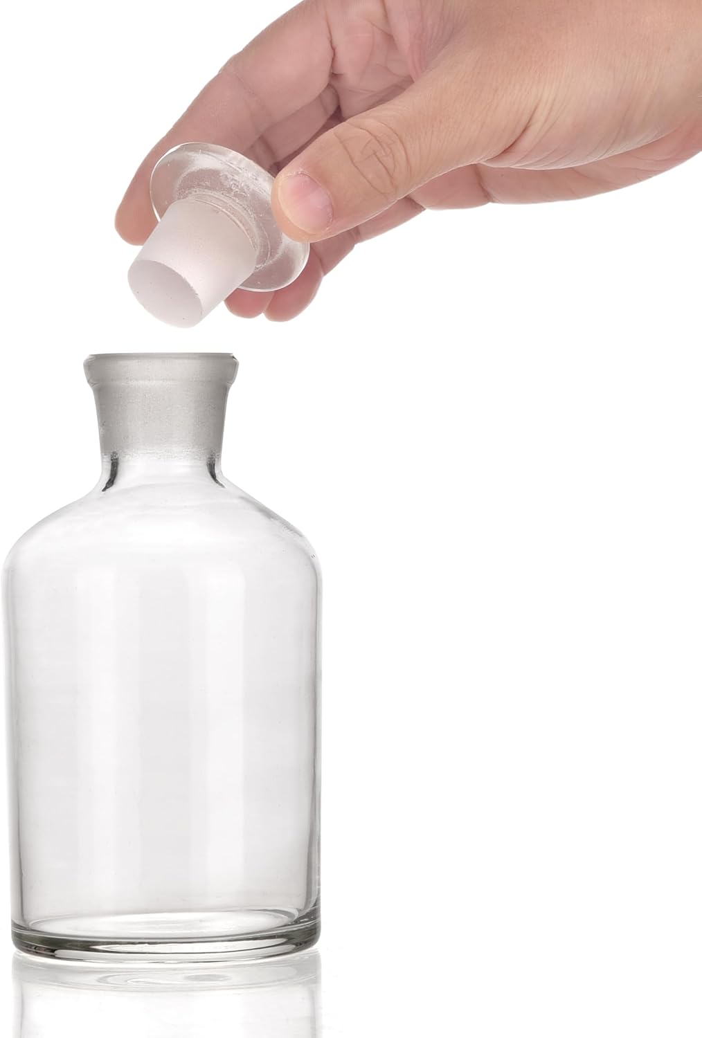 250ml Glass Reagent Bottle,Narrow Mouth Borosilicate Glass Reagent Bottle with Standard Ground Glass Stopper (8.45oz,Clear)