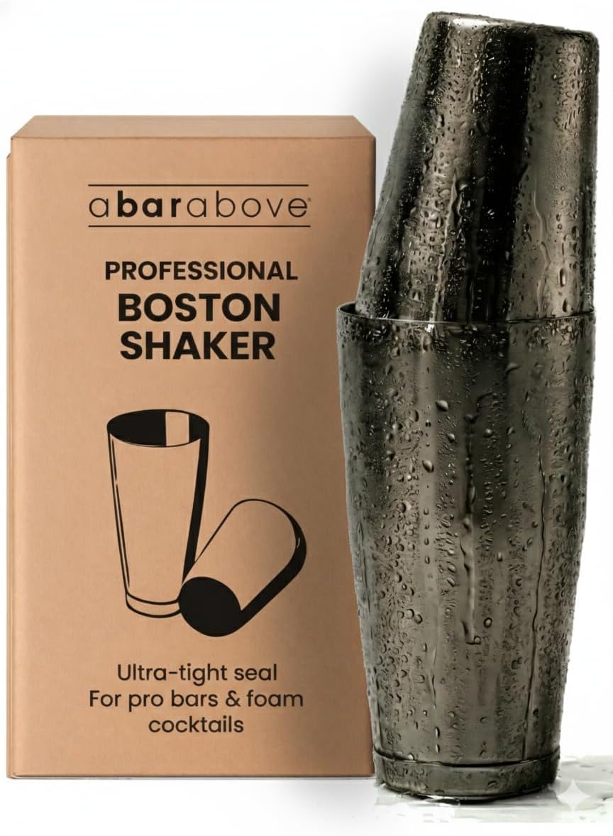 A Bar Above Professional Boston Shakers Set 18 oz Weighted and Unweighted Stainless Steel Cocktail Shaker Set for Bartenders, Premium 304 Steel Bar Shaker, Essential Bartending Tools for Mixing Drinks