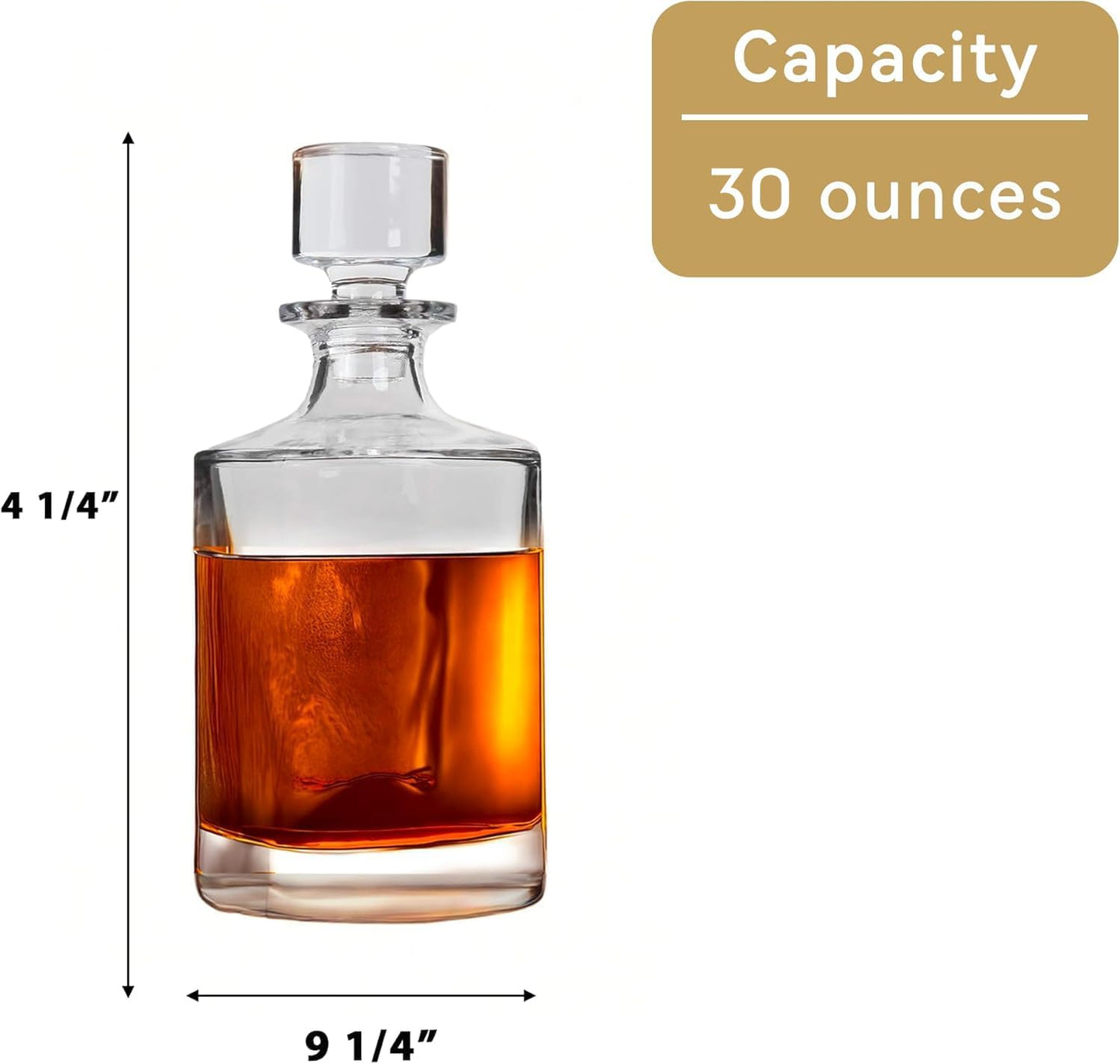 Lily's Home Glass Decanter with Stopper - 26 Oz Whiskey Decanter for Bourbon, Brandy & Scotch - Elegant Round Design, Lead-Free Crystal Glass - Gift for Men, Dad, Whiskey Lovers