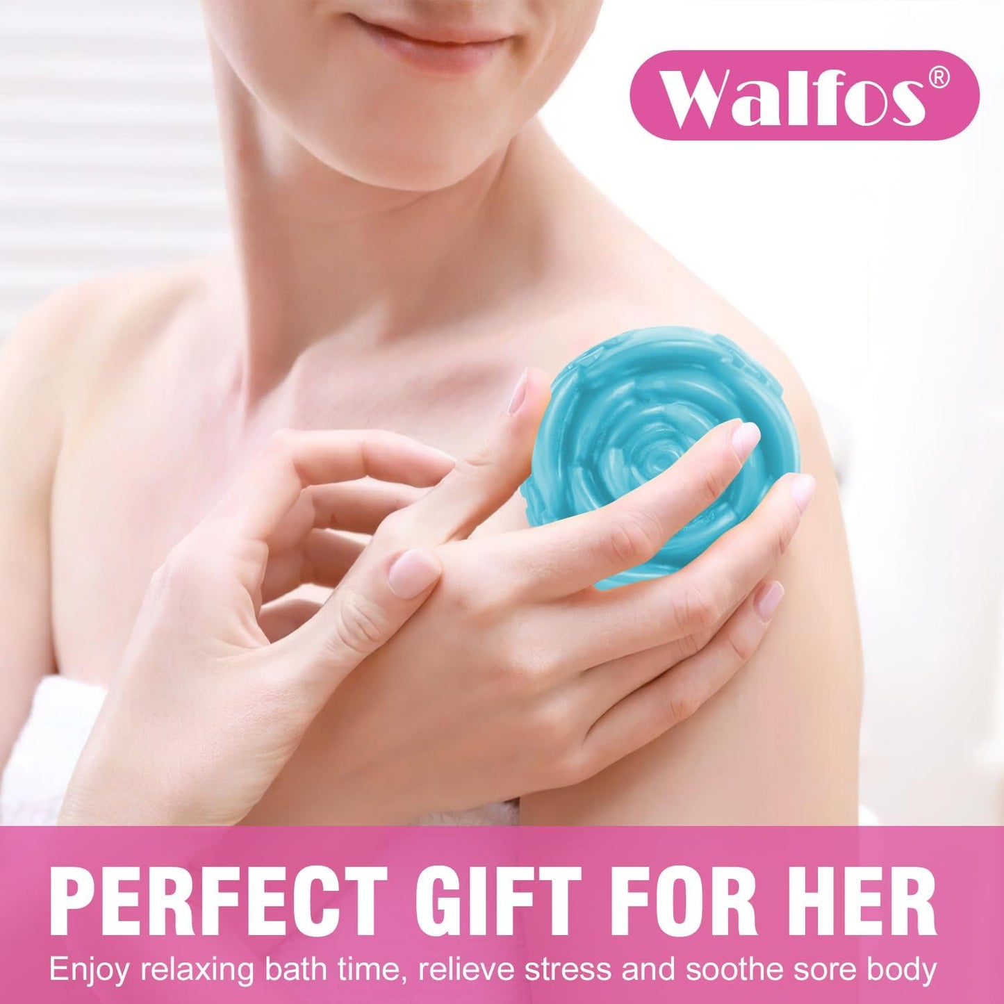Walfos Rose Ice Cube Mold 2.8 Inch,Soap Mold, Make 12 Cute Flower Shape Ice. BPA Free and Dishwasher Safe.Easy to Pop Out.Perfect for Soap Cocktails Juice Whiskey Jelly Chocolate etc.(Set of 2 Pink)