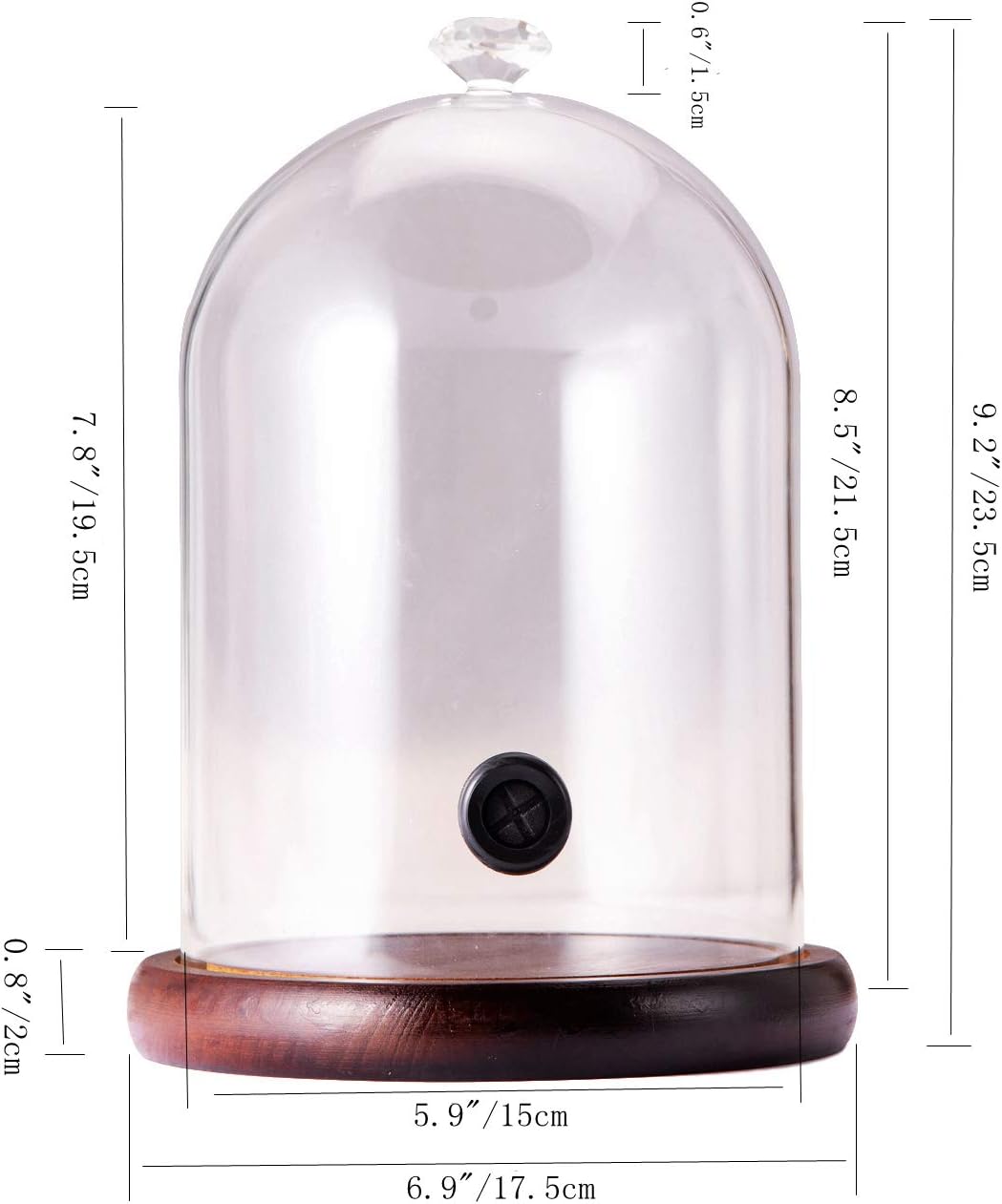 Smoking Cloche For Food Drinks With Wood Base, Cocktails Smoke Infuser Accessory, Glass Dome for Smoker Gun