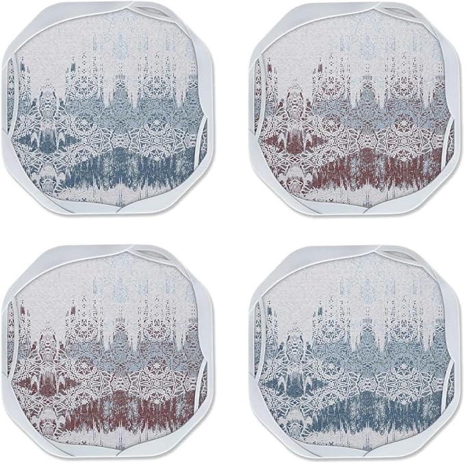 UMIRRO Absorbent Felt & Silicone Coasters Set of 6 with Holder, Blue Coast - 31. Snow Capped Castles