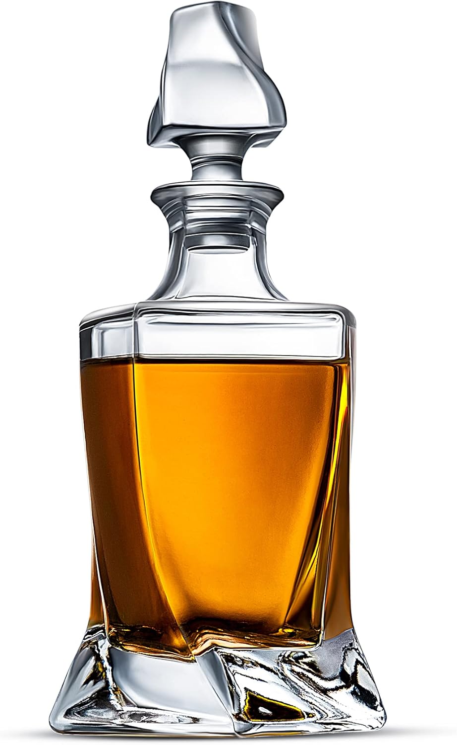 LUXU Whiskey Decanter,25 OZ Twisted Whiskey Decanter for Liquor Scotch Bourbon Vodka Brandy or Wine