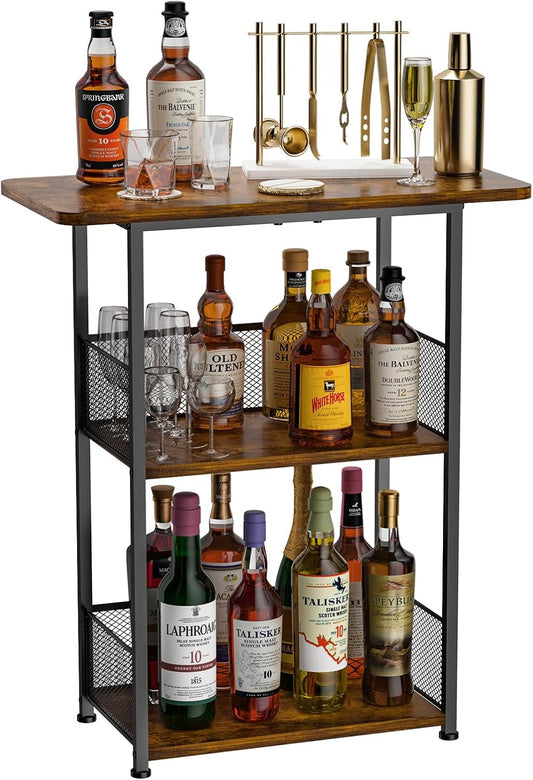 Floor Standing Freestanding Whiskey Rack: 3 Tier Wine Rack ,Mini Bar Cart - 3 Tier / 23.6*11.4*27.7inch