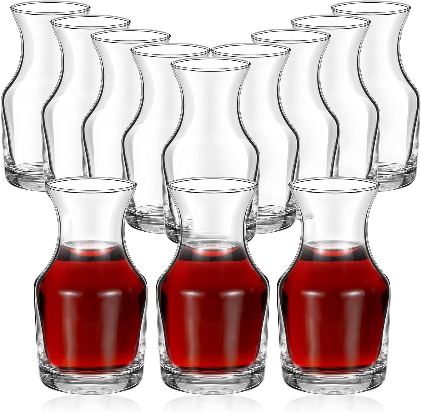 Remagr 12 Pack Single Serving Wine Carafe Glass Small Mini Carafe Individual Wine Refill Decanter for Dinner Parties Tastings Bars Restaurants (6.5 oz)