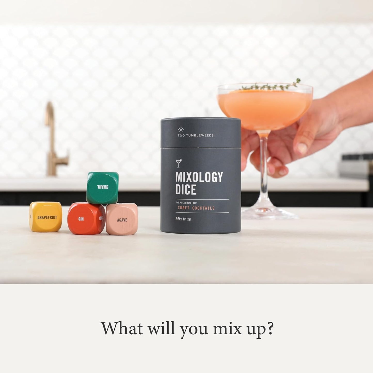 Two Tumbleweeds Mixology Dice - Set of 9 Dice to Inspire Craft Cocktails & Mocktails with Recipe Booklet - Unique Gift for Kitchen or Bar