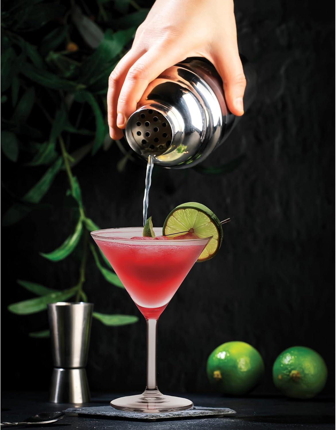 HIC Bar Cocktail Shaker, 18/8 Stainless Steel, Mirror Finish, 3-Piece Set, Holds 18-Ounces