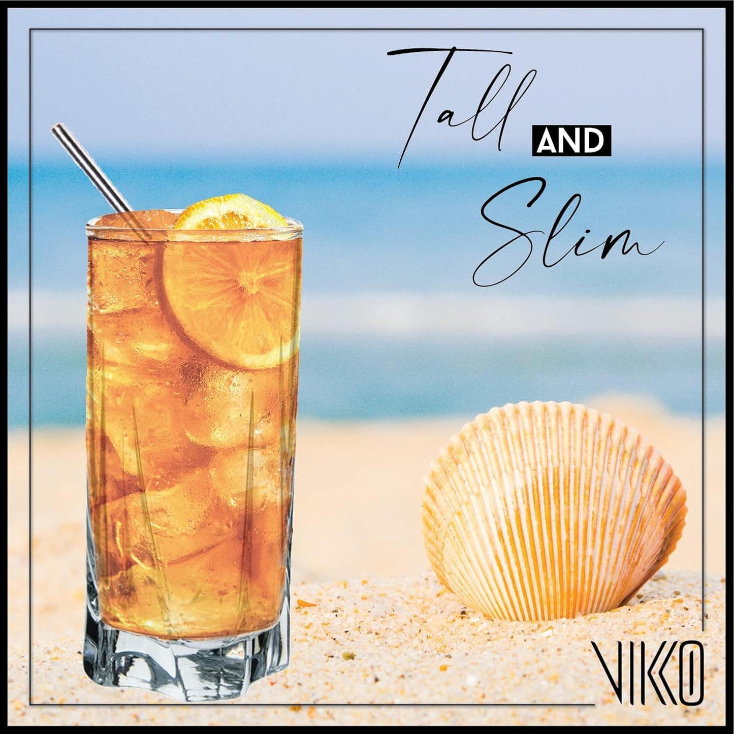 Vikko Drinking Glasses, 12 Oz Drinking Glasses Set of 6, Crystal Clear Glass Cups for Water or Juice, Highball Glass Tumbler & Water Glasses for Drinking