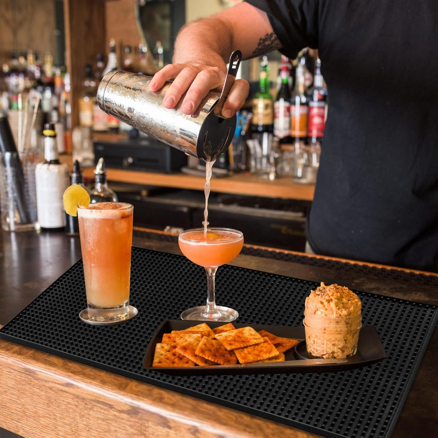 Large Bar Mats for Countertop 12X24'', Thicker Rubber Coffee Bar Mat, Dish Drying Mat, Kitchen Mat for Countertop, Non-slip and Easy to Clean