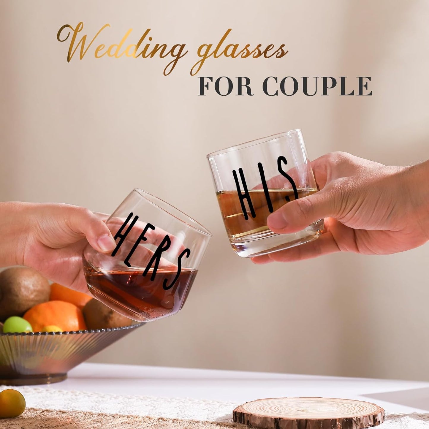 JOVGANK His and Hers Drinking Glasses Set Of 2, Wedding Gifts for Couples, Bridal Shower Gifts, Mr and Mrs Gift, Anniversary, Engagement Couple Drinking Glass for Him Her