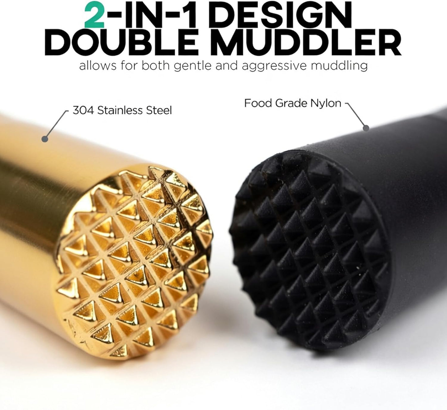 Homestia Double Heads Muddler for Cocktails (Gold)