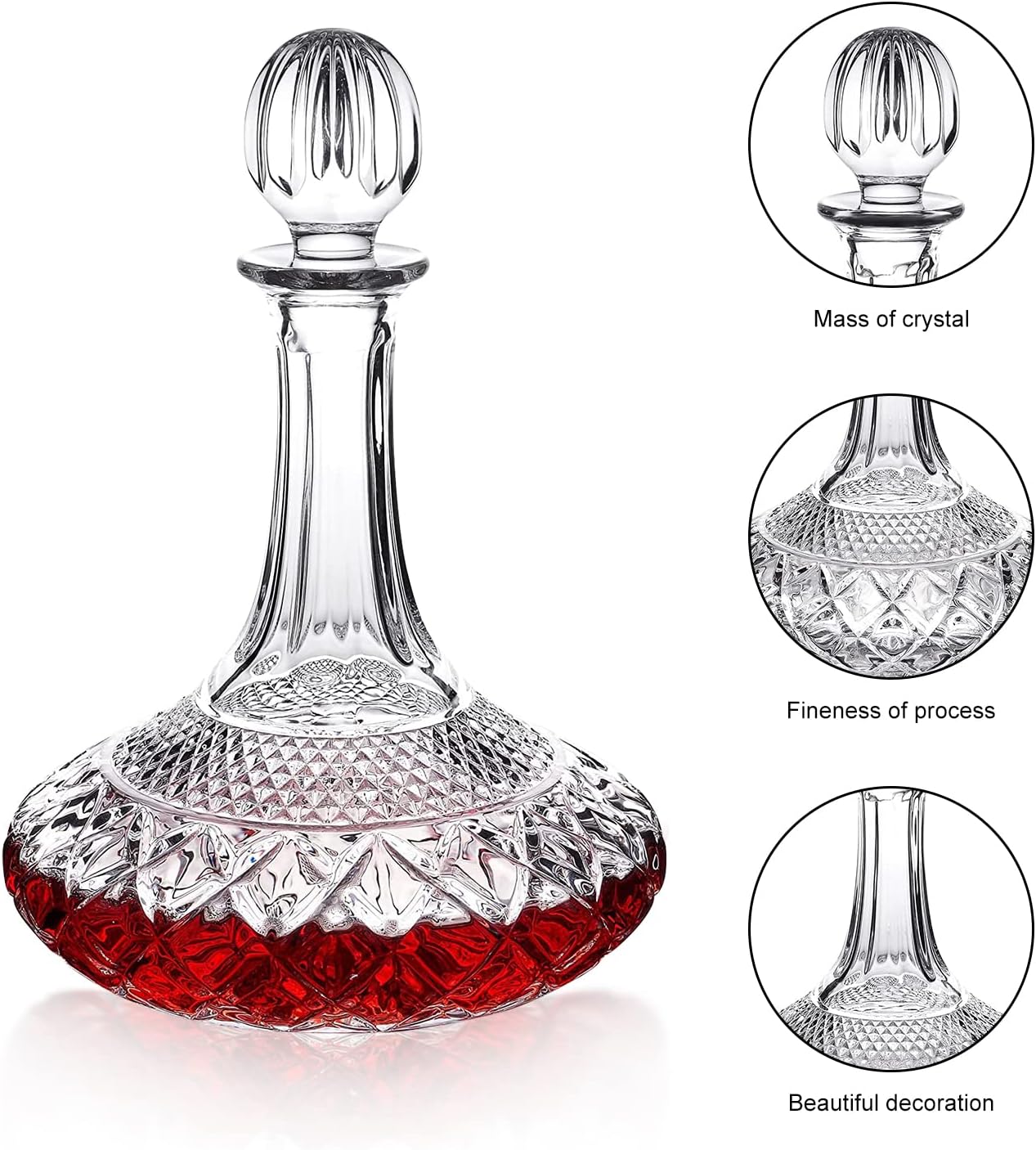 50oz Wine Decanter Crystal Bottle for Wine with Stopper- Top Red Wine Decanter Carafe Bottle with Luxury Box .Elegant Gift for Men/Women