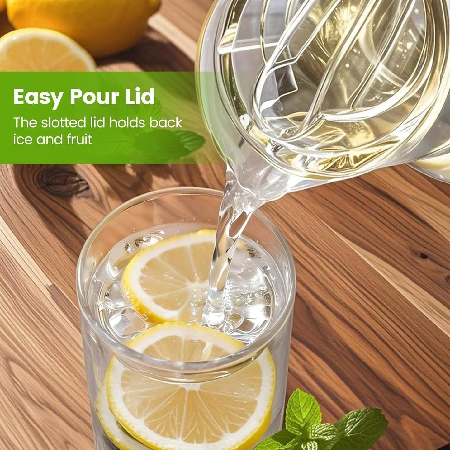 Middle Size Clear Plastic Pitcher with Lid (72 oz), Unbreakable Water Pitcher with Handle, Fridge Jug, BPA-Free, Shatter-Proof, Great for Iced Tea, Sangria, Lemonade, Juice, Milk, and More