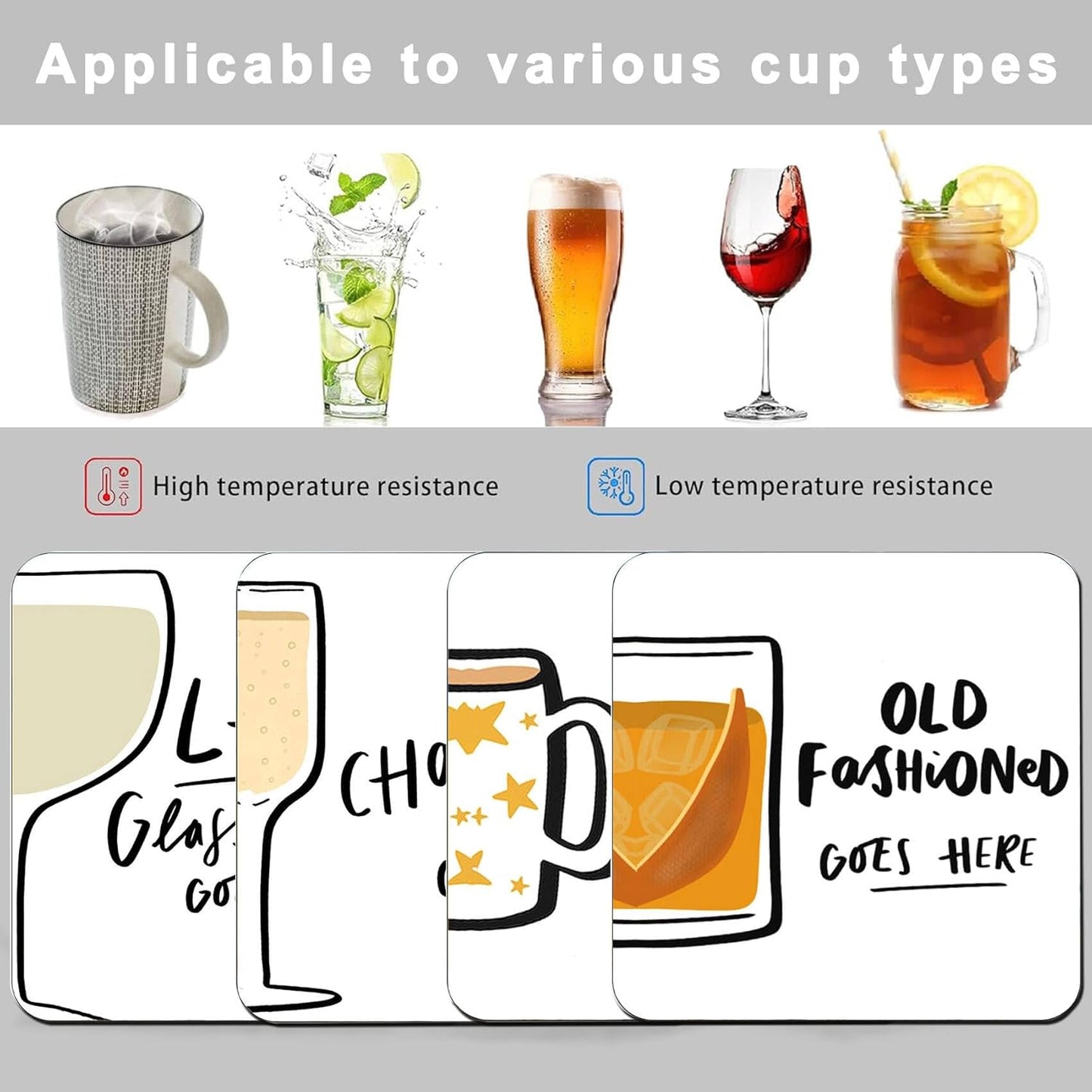 Square Beer Coasters for Drinks, Funny Drink Coasters Set of 2,Coaster for Home Office Table Kitchen Desk Decor Beers Bar, Birthday Gifts for Women Men Mom Beers Lover
