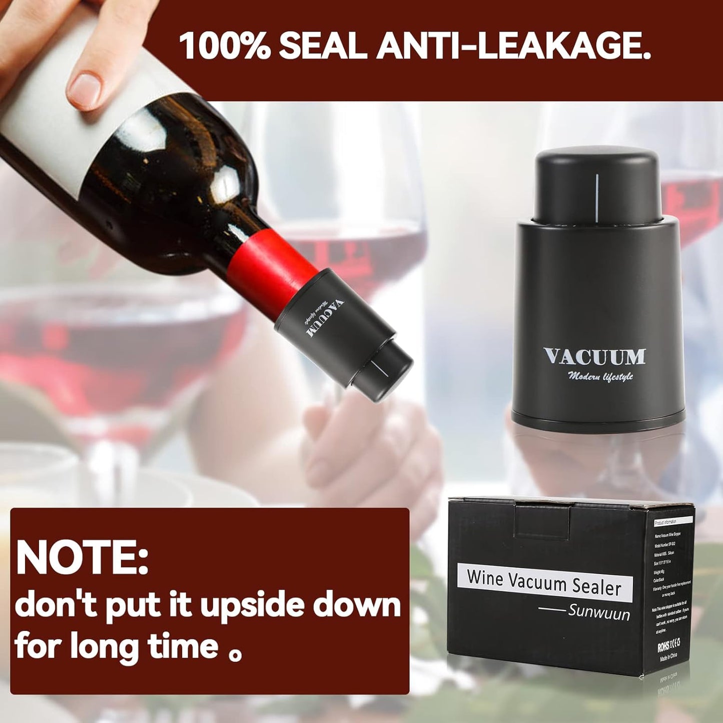1 Pack Vacuum Champagne and Wine Bottle Stoppers - Reusable Preserver Corks, Keep Fresh for Wine Lovers for Christmas