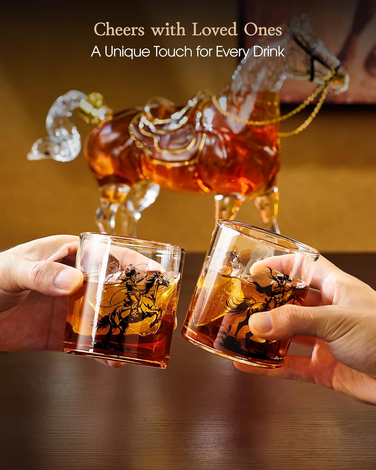 Kollea Birthday Gifts for Men Dad, Horse Whiskey Decanter Set with 2 Cowboy Glasses, Liquor Dispenser for Home Bar, Alcohol Gift for Boyfriend, Husband, Brother, Bourbon Vodka, Anniversary, Christmas