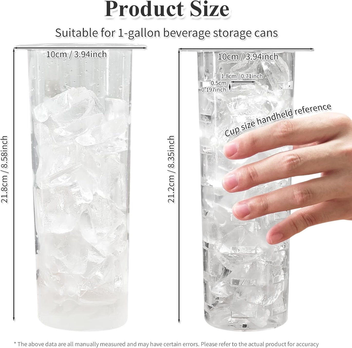 Fruit Infuser & Ice Cylinder for 1 Gallon Drink Dispensers,Compatible with 1 Gallon Mason Jars, Glass Pitchers Containers,Leak Proof Accessories for Iced Tea, Lemonade, Fruit Infused Water Drinks