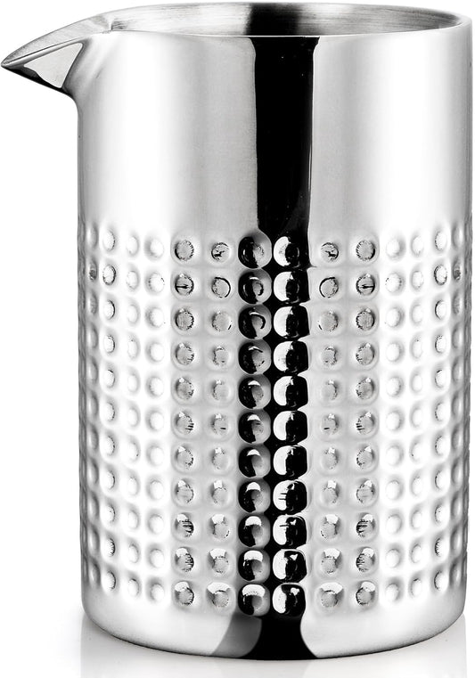 Elsjoy 18 oz Stainless Steel Cocktail Mixing Glass, Double Walled Bartender Mixer Cup Unbreakable Bar Mixing Tin for Stable Stirring