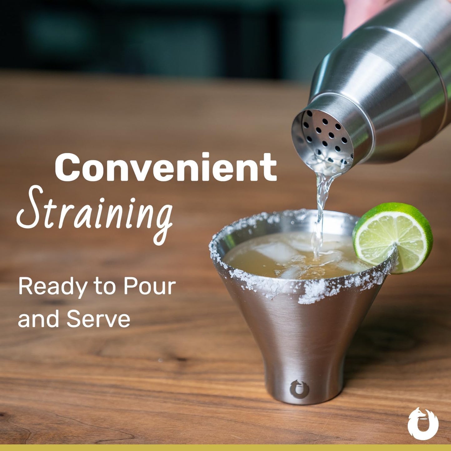SNOWFOX Premium Vacuum Insulated Stainless Steel Cocktail Shaker, Home Bar Accessories, Elegant Drink Mixer, Lid With Jigger & Built In Strainer, Marble, 22oz.