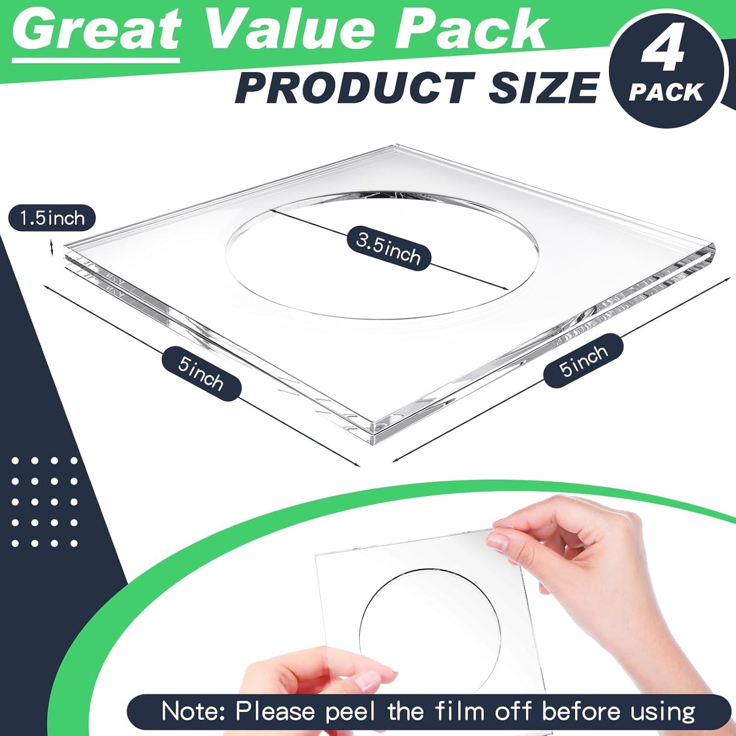 Weecent 4 Pack Acrylic Coasters DIY Cocktail Napkin Holder Clear Water Resistant Shatterproof Coaster for Any Holidays Occasions Home Office Decor and Protect Table