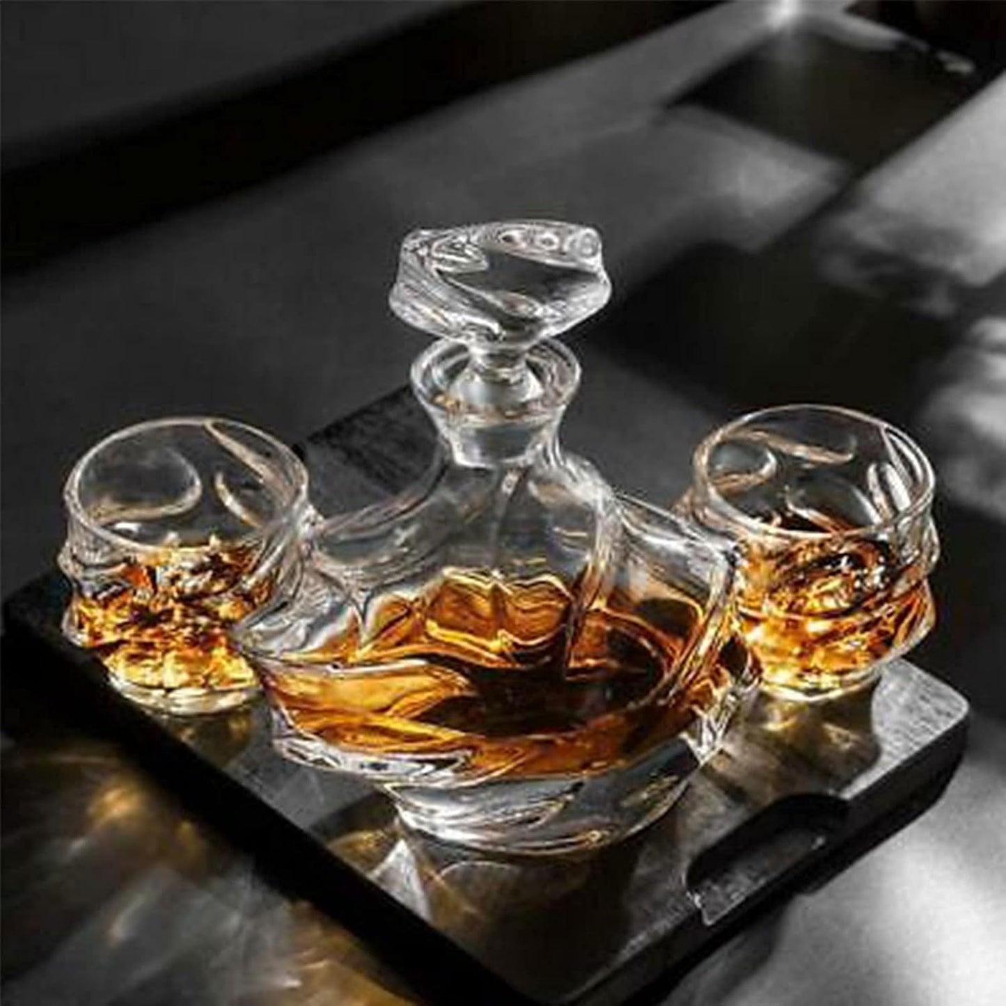 GLASKEY 12 oz Storm Japanese Whiskey Glasses Set of 4, Unique Cognac Glass, Heavy Thick Bottom Bar Glass for Scotch Bourbon Rum Gin Water Cocktail,Gifts Men Gifts Ideas