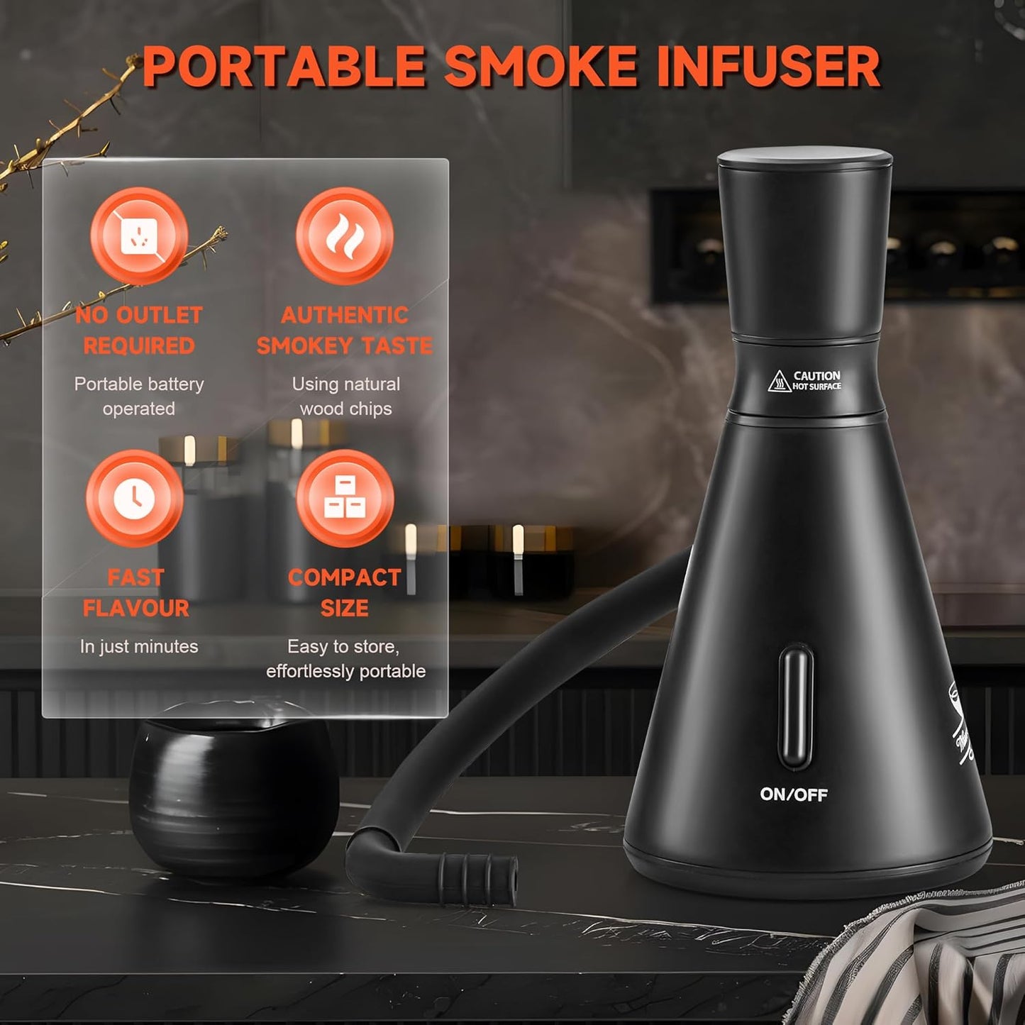 Elegant Cocktail Smoker Kit - Complete Whiskey Drink Smoking Gun with 8 Flavors of Wood Chips, Dome, and Accessories, Adds Flavor to Food and Drinks, Infuser Kit for Indoor Outdoor Use