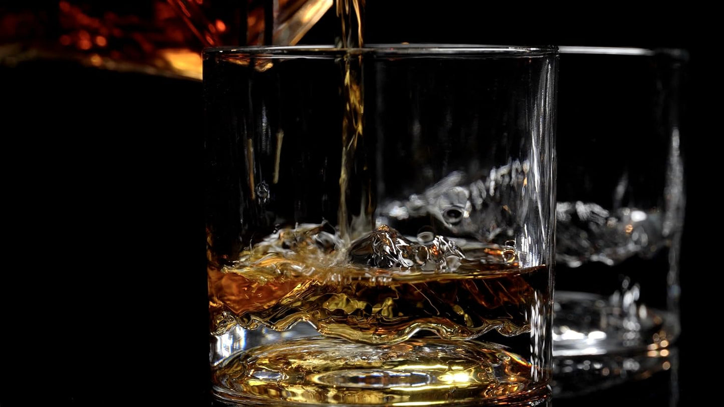 LIITON Mount Rainier Heavy Crystal Whiskey Glasses Gift Set of 2, Thick Freezable Bourbon Glass 1lb Each, Premium Whiskey Gifts for Men, Frozen Crystal Chills Cocktails, 10 oz