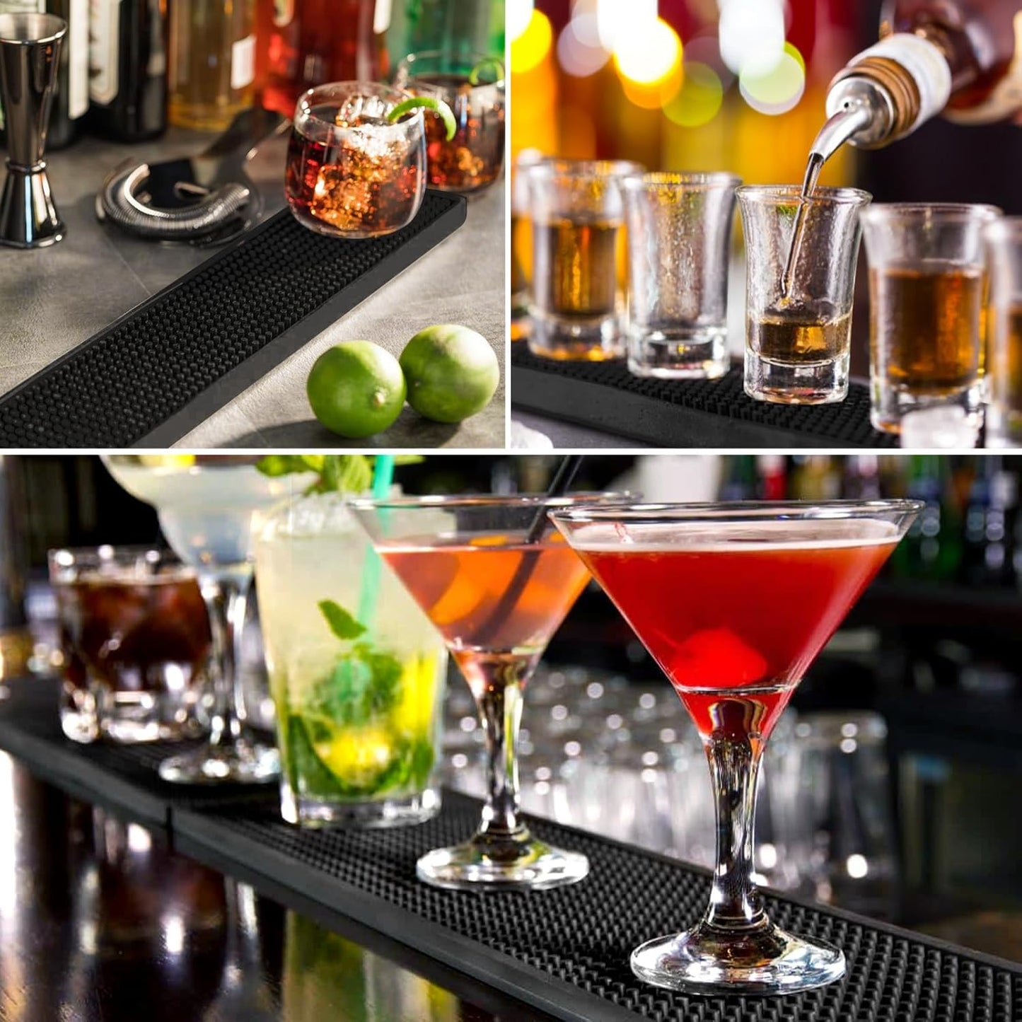 Bar Mat Non-Slip Rubber Bar Mats for Countertop Bartending Bar Service Spill Matt Bar Restaurant Table Drink Mat for Barber Station Hair Salon (24 x 3 in)
