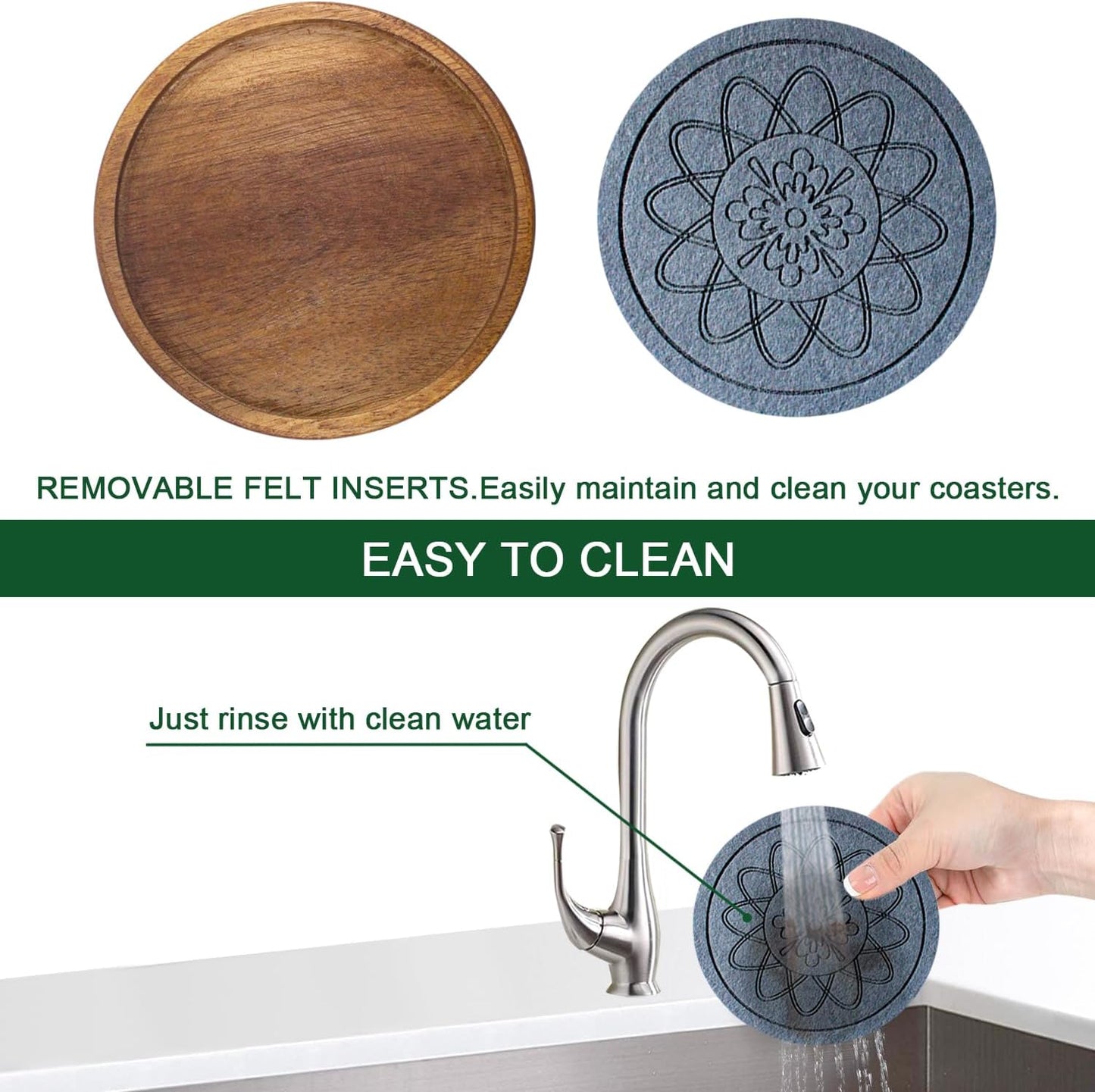 5 Pack Coasters for Drinks Absorbent, Coasters for Coffee Table with Holder, Non-Slip, Non-Stick, Suit for Kinds of Cups 4.3 inch Gray