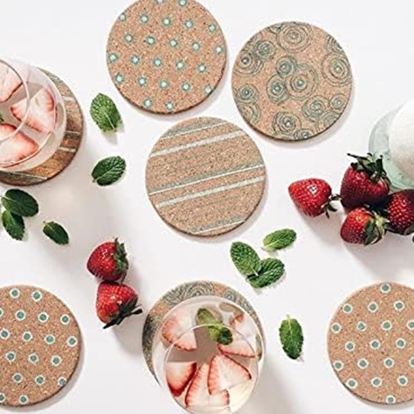 Tebery 20 Pack Cork Coasters Round, 3.9" Bar Coasters for Drinks Thick, Reusable Coaster Table Protectors for Coffee Mugs, Bulk DIY Craft Cork Circles for Home Kitchen Office, 1/5" Thick