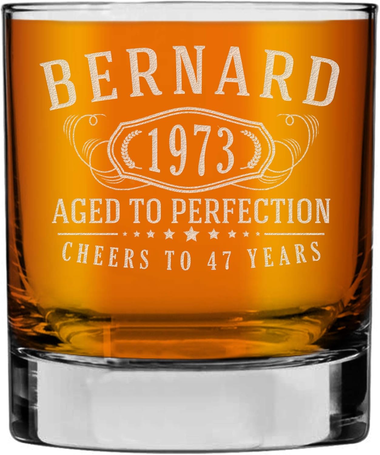Personalized Etched 11oz Whiskey Glass–Customized Gifts for Men Him, Father’s Day, Custom Name Cup, Happy 40th Birthday Gift Idea for Dad Brother Adult Son, Turning Years Old Bday Party, Bernard