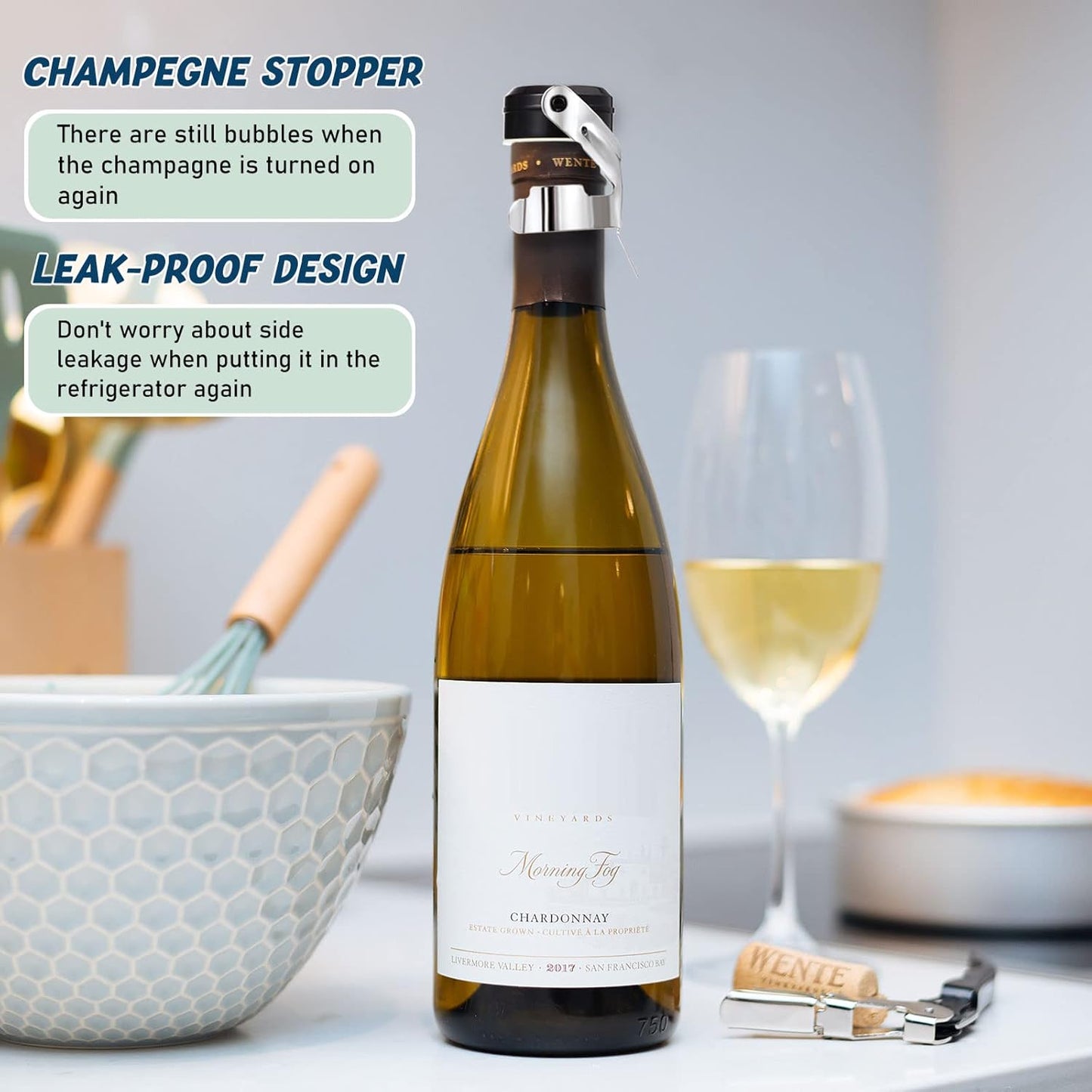Stainless Steel Champagne Stoppers 2.71 x 1.93 Inch Wine Bottle Stoppers Sealer Reusable Champagne Cork Bottle Plug Beverage Bottle Stopper for Keeping Wine Fresh(12 Pieces)