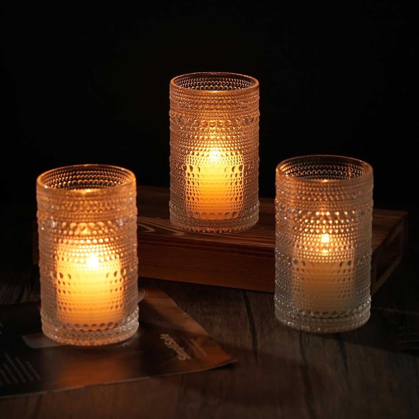 Moretoes Drinking Glasses Set of 12,12 Oz Hobnail Highball Glasses Clear Embossed Boho Water Glass Cups Kitchen Bar Tumbler Glassware Set for Whiskey, Beer, Juice, Milk and Various Mixed Drinks