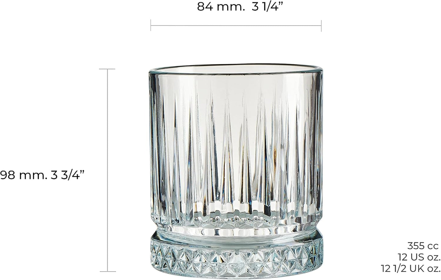 Pasabahce Exclusive Whiskey & Cocktail Glasses Set Of 4 - Premium Old Fashioned Glasses - Premium Scotch, Bourbon, Liquor, Rum Glasses - 11.75 Oz Drinking Glasses - Perfect for Parties, Gifts