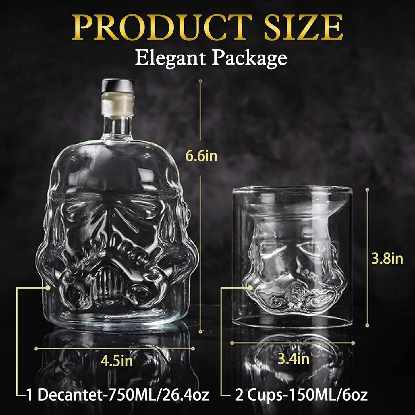 Tfwadmx 750ml Transparent Creative Whiskey Decanter, Whiskey Carafe for Wine Scotch, vodka alcohol liquor Stormtrooper Bottle Decanter Gifts for Men Women